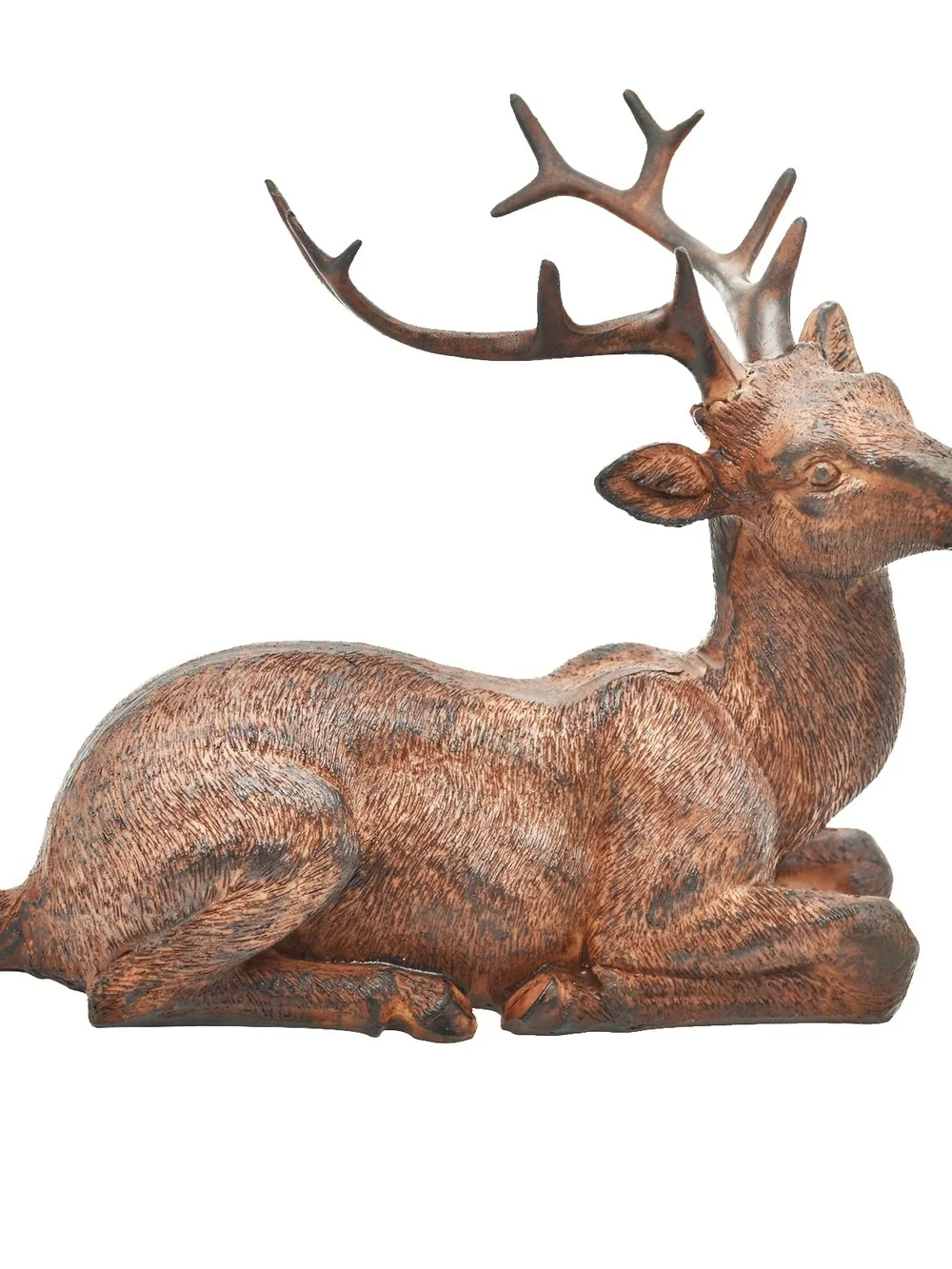 Miyolo Sitting Deer Figurine Laying Elk Reindeer Statue Resin Vintage Rust